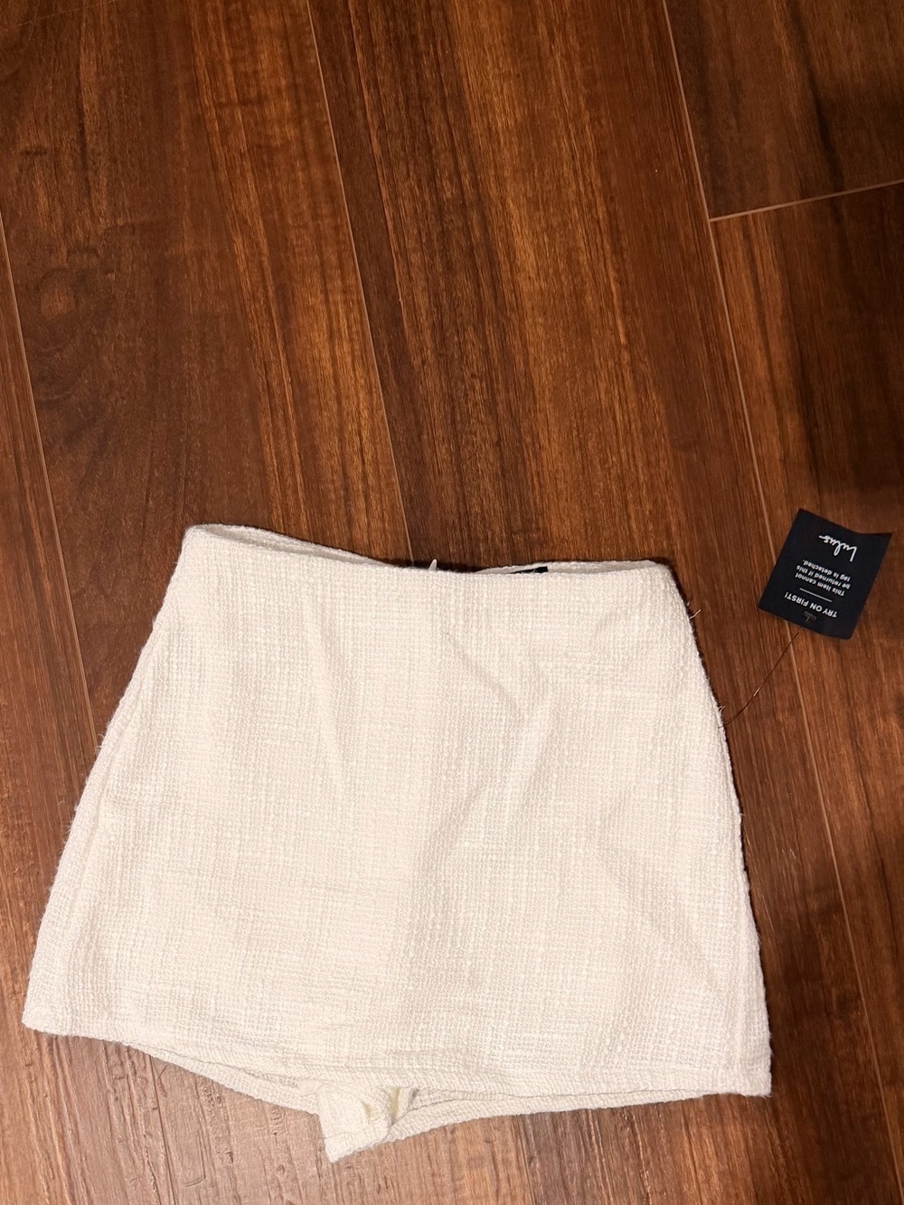 NWT Lulus Elevated Attitude White Tweed Skort - Picture 3 of 5